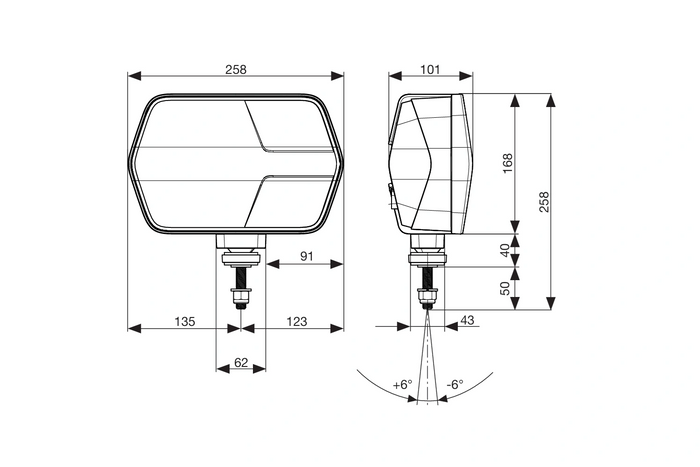 ASPÖCK LuxLED II LED-framlampa 7 funktioner 6-polig DEUTSCH DT06-6S höger