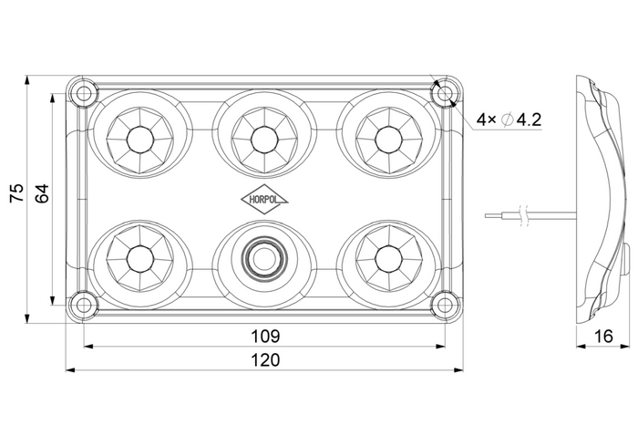 HORPOL LWD2153 LED 900lm bilkupélampa med strömbrytare