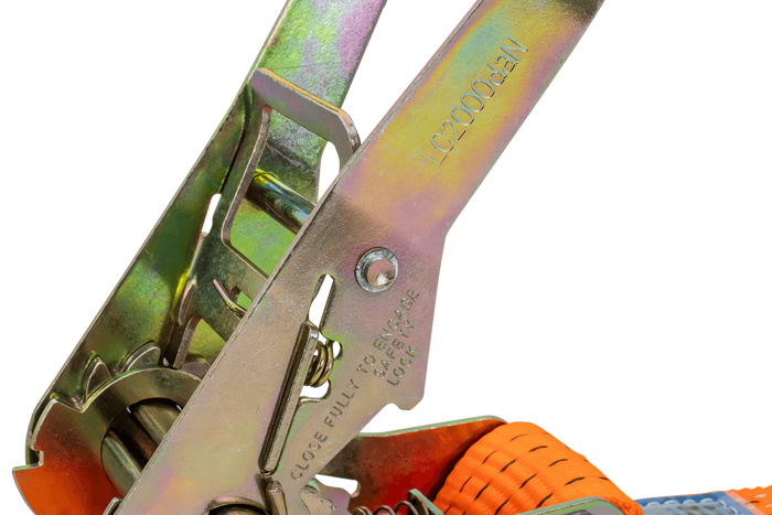 Set med fyra 3-punkts transportbälten med spännare för UNITRAILER-släpvagn 3m/50mm/4t orange