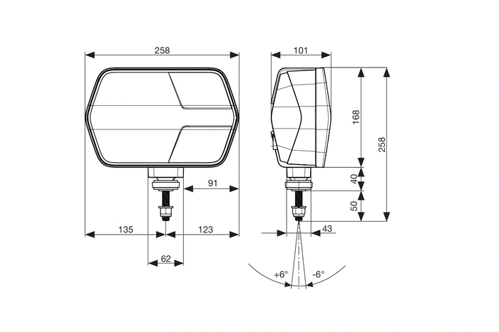 ASPÖCK LuxLED II LED-strålkastare 7 funktioner 6-polig DEUTSCH DT06-6S vänster+höger
