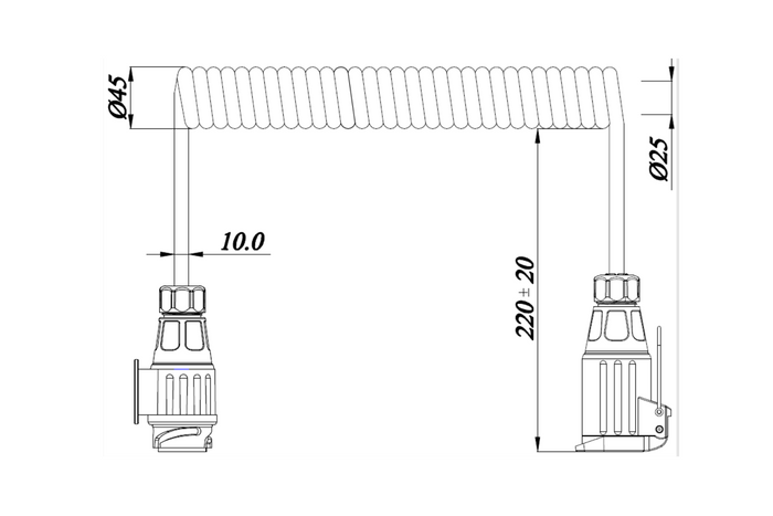 KAMAR E1384-A spiralkabel 1,5m 12V-kontakt/uttag 13-polig