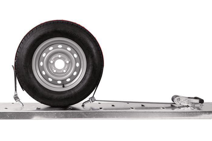 Set med fyra HEFFA CARLINE 130 släpvagnstransportremmar, hjulsäkringsremmar 5m/50mm/5t VDI 2700