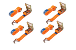 Set med fyra UNITRAILER 4m/35mm/2t orange transportband med spännare