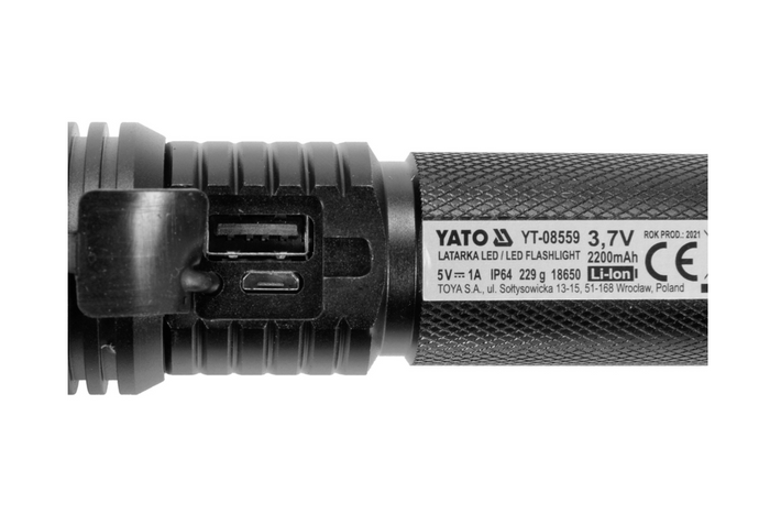 YATO YT-08559 LED 900lm multifunktionsficklampa, powerbank, flasköppnare, nödhammare