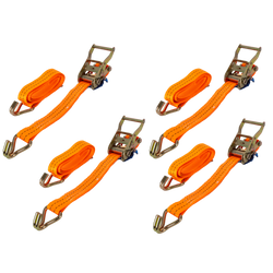 Set med fyra UNITRAILER 5m/35mm/2t orange transportband med spännare