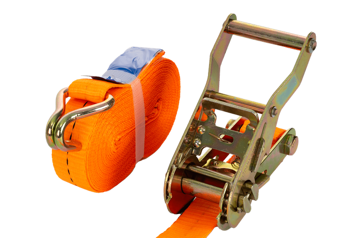 Set med fyra UNITRAILER 6m/25mm/1t orange transportband med spännare