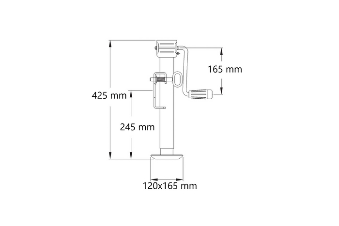 KNOTT LF3101 utdragbart vevstöd för 1300 kg flakvagn 425-675 mm