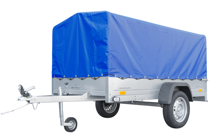 Unitrailer Garden Trailer 230 FD med stödhjul, ställ H-800 och blått skydd